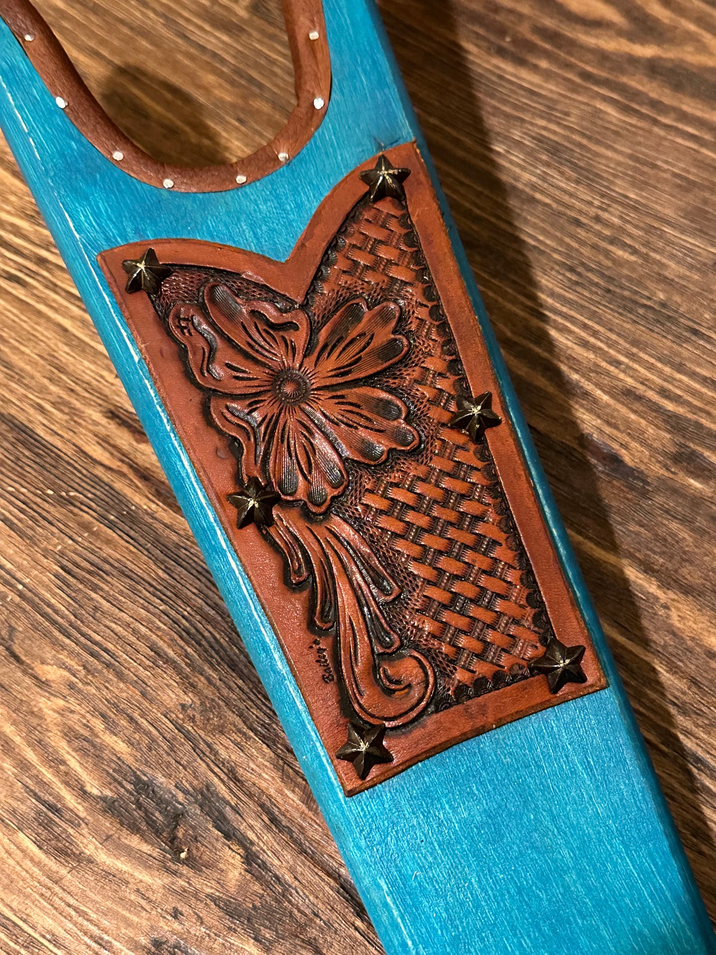 Boot Pull - Teal Flower